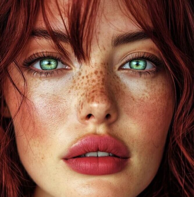 rousse aux yeux verts rare