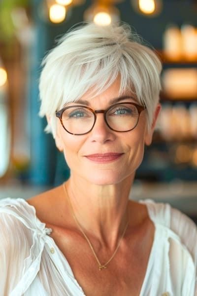 coupe de cheveux femme 50 ans avec lunettes