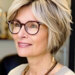 coupe de cheveux femme 70 ans avec lunettes