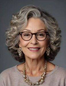 coupe de cheveux femme 70 ans avec lunettes