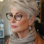 coupe de cheveux femme 70 ans avec lunettes