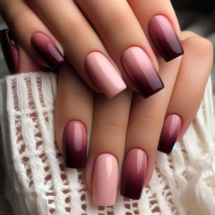 Manucure Bicolore Mauve Rose