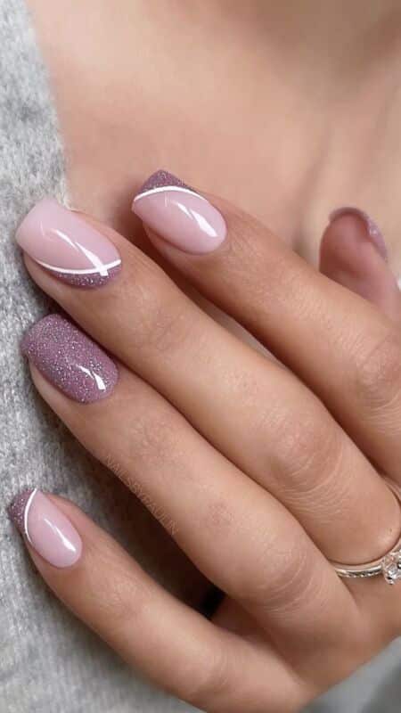 Manucure Bicolore Mauve Rose