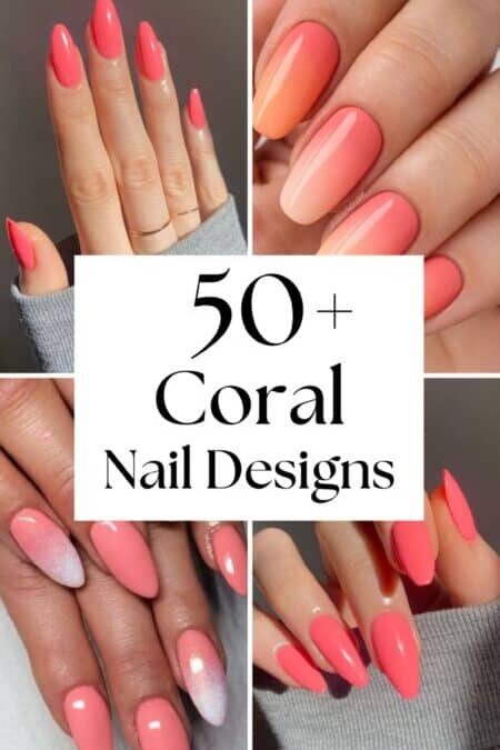 Idées de nail art corail pour ongles en gel élégants et tendance